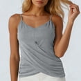 thumbnail image 4 of ZHYou No Boundrie Camisole Tops for Women V Neck Spaghetti Strap Wrap Front Ruched Loose Fit Casual Summer Tank Tops Gray Size 2XL, 4 of 7