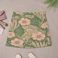 thumbnail image 4 of Peach Floral Green Background Women's High Waist Skirt Stretchy Casual Mini Skirt, 4 of 8