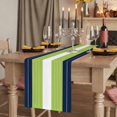 thumbnail image 2 of Navy Blue Green Stripe Table Runner, Modern Art Horizontal Striped Washable Cotton Linen Table Runners 72 Inches Long, Dresser Scarf Runner for Dining/Coffee/Kitchen/TV Stands/Cabinets 14''x72'', 2 of 9