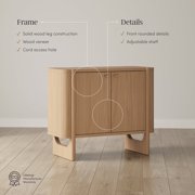Nathan James Solace Mid Century Modern Cabinet, Storage Cabinet or Accent Cabinet with Doors with Solid Wood Legs and Adjustable Shelf, Raw Oak