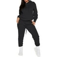 thumbnail image 1 of UKAP Ladies Two Piece Outfit Drawstring Sweatsuits Long Sleeve Jogger Set Casual Jogging Tracksuit Sets Black L, 1 of 2