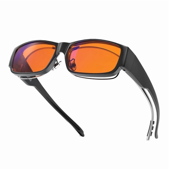 Goiteia 100% Orange Blue Light Blocking Fit over Glasses-Amber Tint Gaming Glasses for Better Sleep/Eyes Strain/Light Sensitive-Ultra Light (59*40mm)