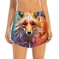 thumbnail image 2 of Balery Color Splash Fox Portrait Pantalones cortos deportivos para mujer con forro y dos bolsillos, elásticos, para entrenamiento, gimnasio, yoga-Medium, 2 of 7