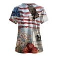 thumbnail image 4 of GEWSEY Women's 4th of July Nurse Scrub Top Patriotic Floral Print Nurse Shirt Plus Size V Neck Short Sleeve Nurse Uniform (Red, 3XL), 4 of 8