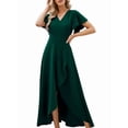 thumbnail image 3 of Women'S Long Formal Dresses Split Elegant V Neck Wrap Ruffle Wedding Guest Dresses Green XXL, 3 of 9