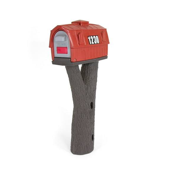 Mailbox Simplay3 Rustic Red Barn de plástico con soporte para poste