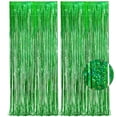 thumbnail image 1 of Telón de fondo de malla para fiestas, Greatril, con flecos, 2 unidades, color verde, 1 of 9
