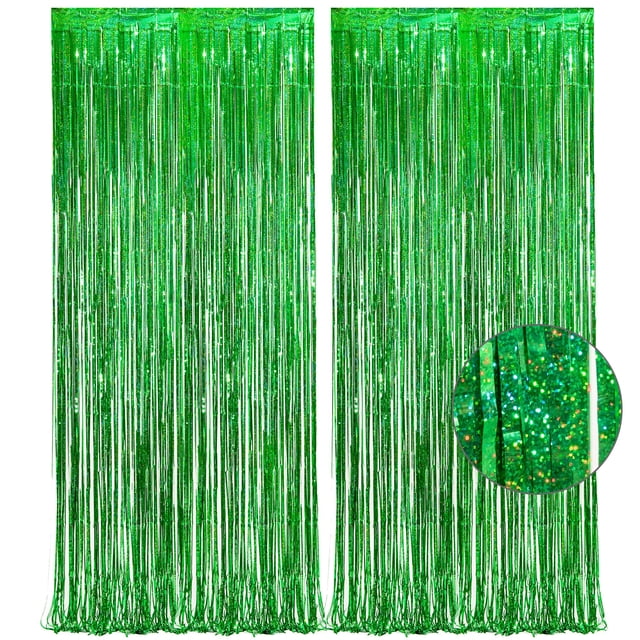 Telón de fondo de malla para fiestas, Greatril, con flecos, 2 unidades, color verde