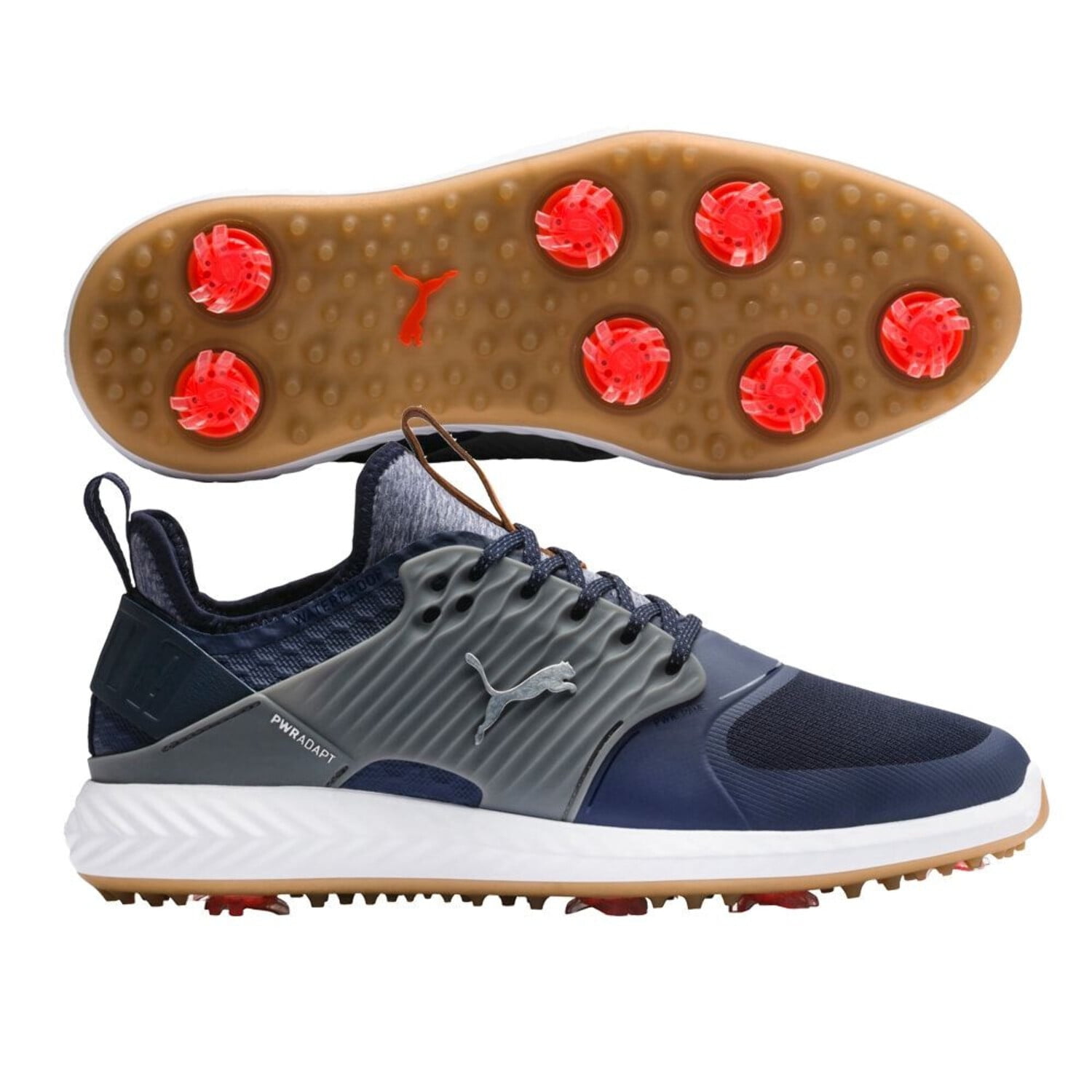 NEW Mens Puma Ignite PWRADAPT Caged Golf Shoes White / Peacoat