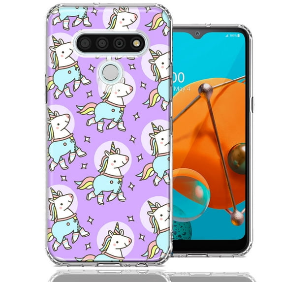 MUNDAZE For LG Stylo 6 Cute Unicorns Purple Design Double Layer Phone Case Cover