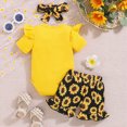 thumbnail image 4 of Paguaki Baby Clothes Girl Newborn Infant Girls Summer Outfit Flower Ruffled Short Sleeve Top Shorts Headband 3-Piece Set, 4 of 9