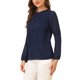 thumbnail image 4 of INSPIRAR CHIC Blusa de Chifón para Mujeres con Cuello de Llave, Manga de Parchwork, Elegante Top de Trabajo 3XL Azul Oscuro, 4 of 8