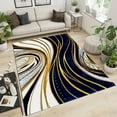thumbnail image 2 of Gold Black Abstract Lines Area Rug, Modern Vortex Light Luxury Indoor Carpet, Washable Soft Durable Comfortable Non-Slip for Living Room Bedroom Dining Room Study Hallway Decor 4x5ft, 2 of 7