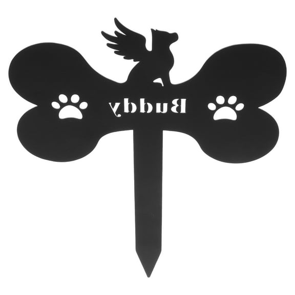 CTIRCHIU Decorative Dog Bone Memorial Stake Black Metal Pet Grave Marker for Garden Display