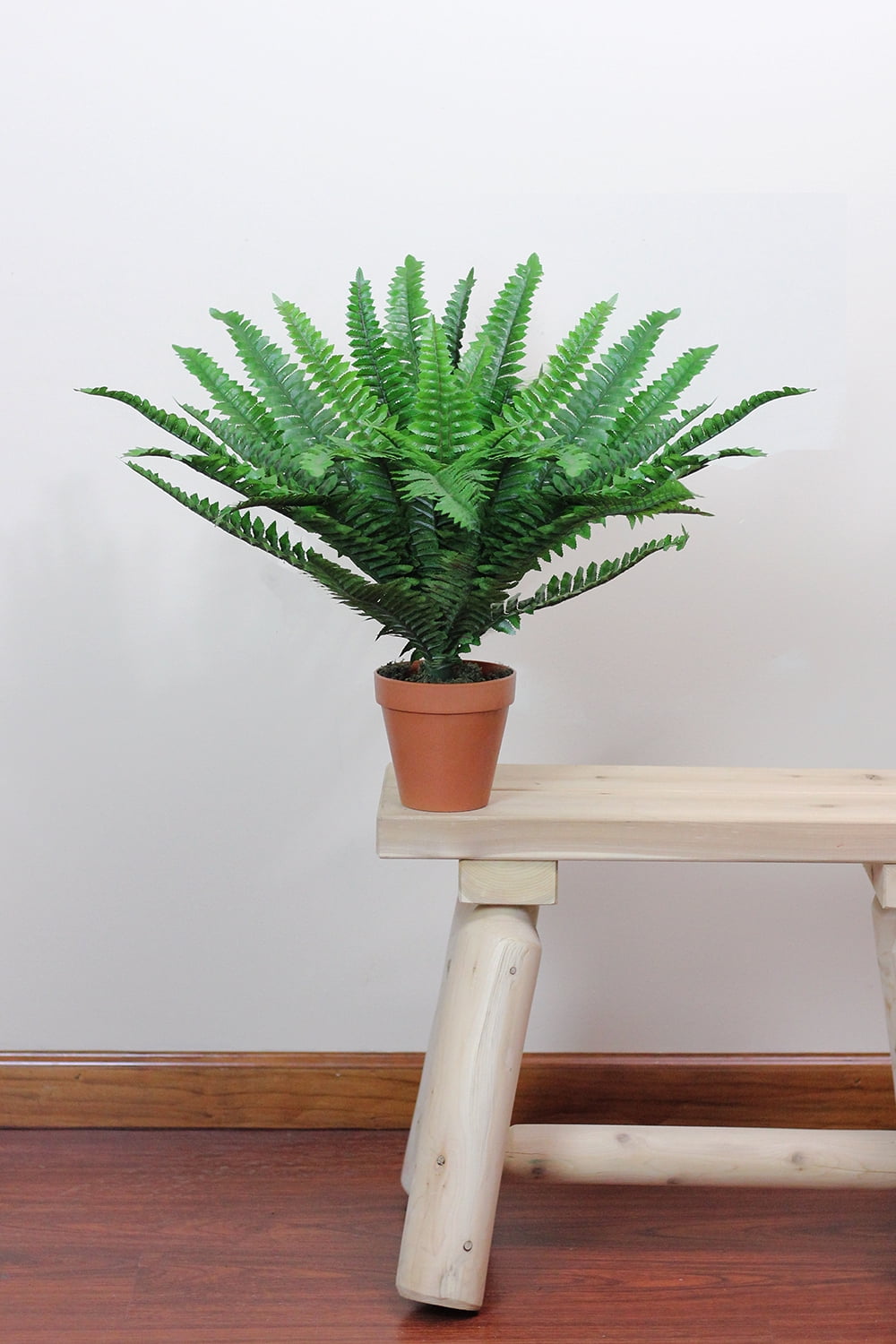 17.5" Potted Artificial Tall Green Boston Fern Plant