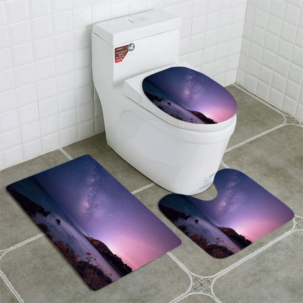 Super Mario And Sonic Bathroom Non-Slip Toilet Three-Pcs Sets Mat Bath Carpet 