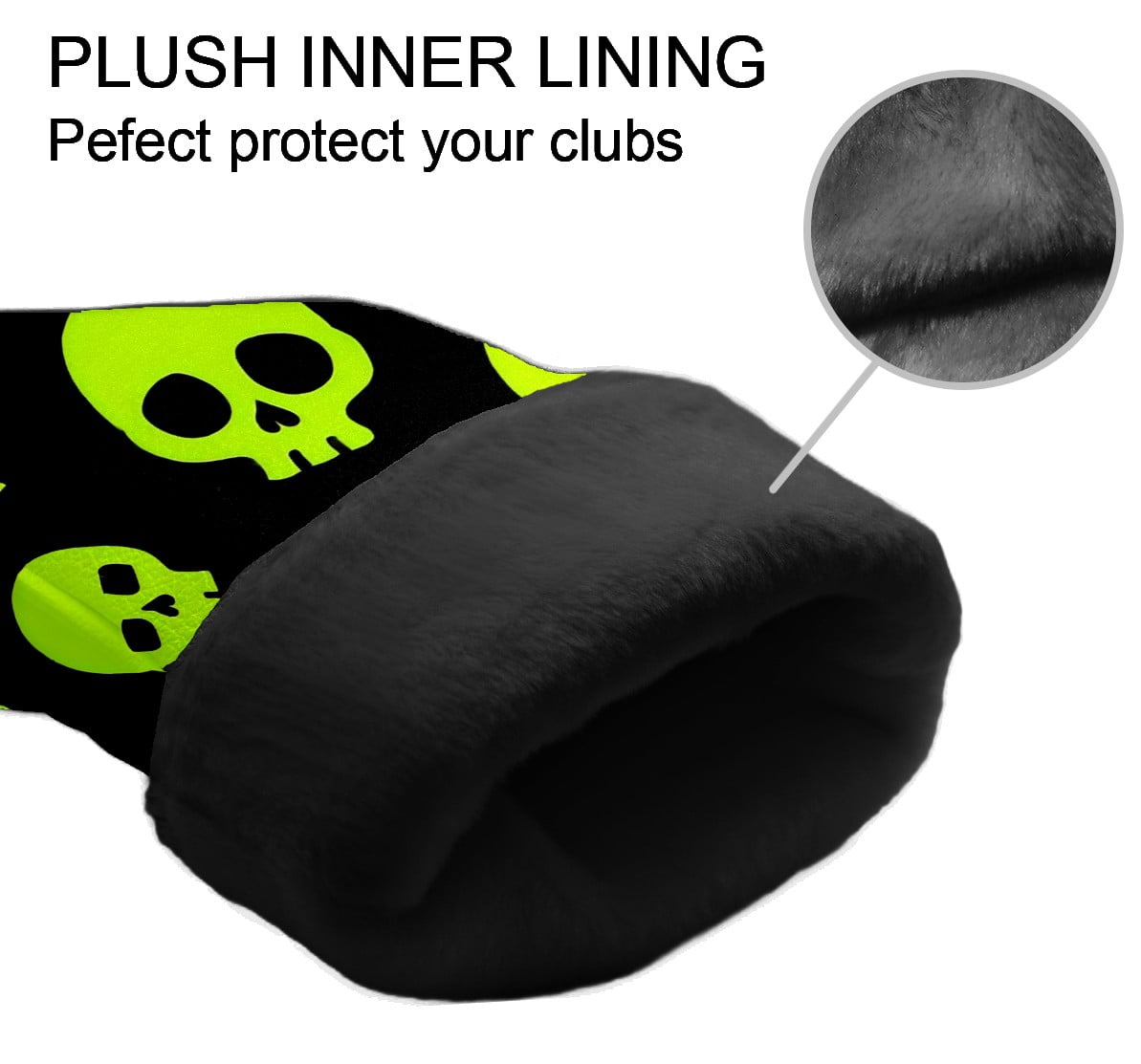 Golf Club Covers, Yellow Skeleton Premium PU Leather Driver Hybrid Putter Head Covers with Velvet Lining, Waterproof Golf Gifts for Men Women