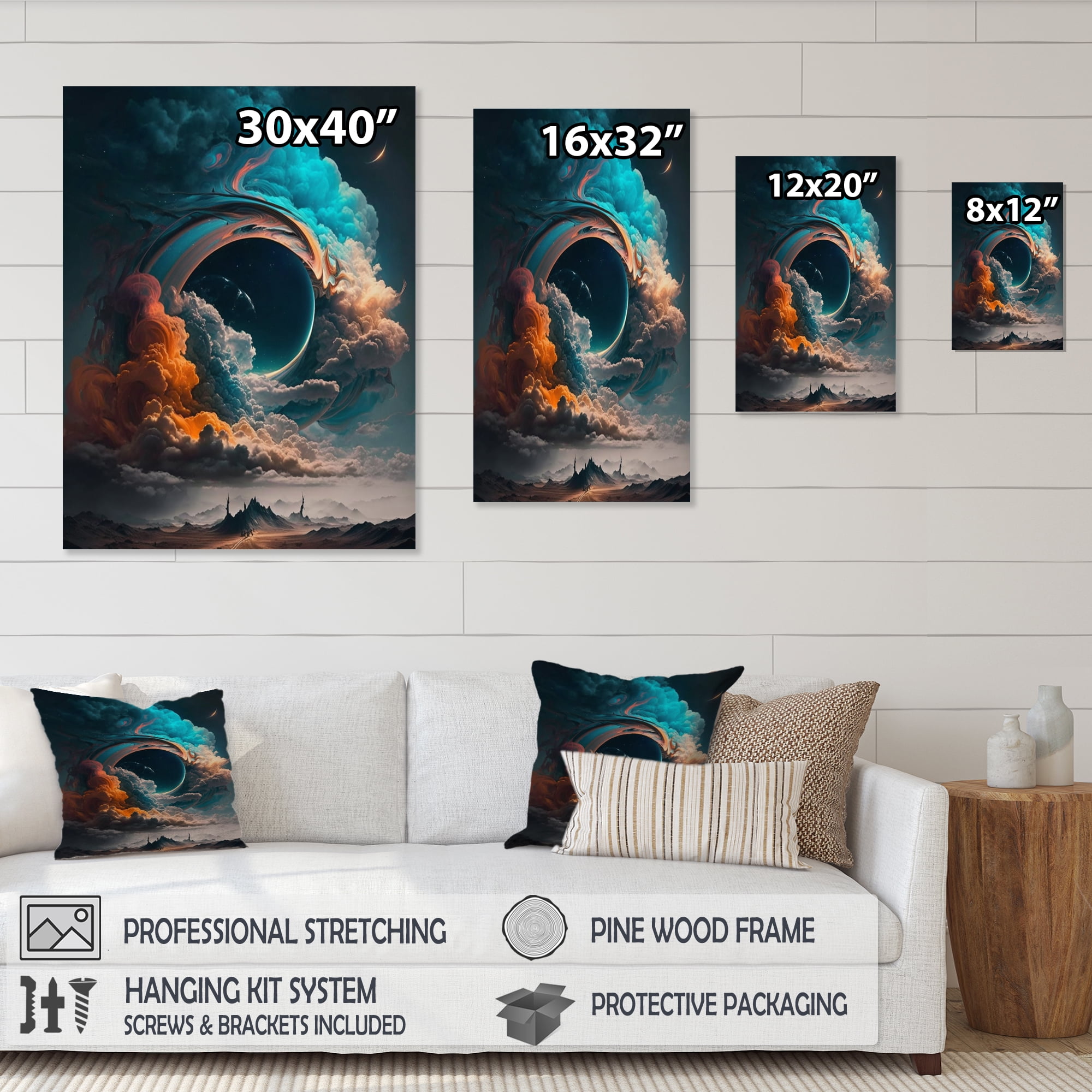 Designart Futuristic Landscape In Space I Canvas Wall Art