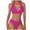 Pink, variant on ZQGJB Women's Textured Bikini Sets Two Piece Bathing Suit Deep V Neck Ribbed Crisscross Wide Straps Tummy Control Mid Rise Cheeky Bottom(Pink,S)