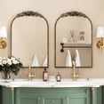 thumbnail image 3 of LUVODI Arched Bathroom Wall Mirror Vintage Art Mirror with Flower Relief Frame Home Decor 24x36in, 3 of 11