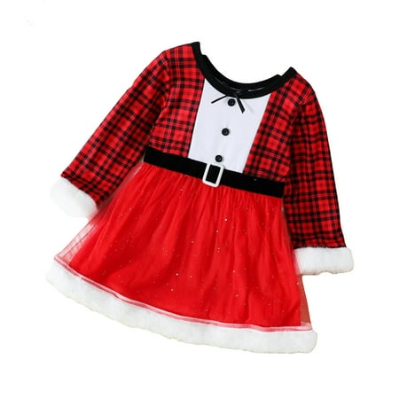 

DNDKILG Baby Toddler Girls Long Sleeve Christmas Dress Spring Sundress Dresses Red 1Y-6Y 130