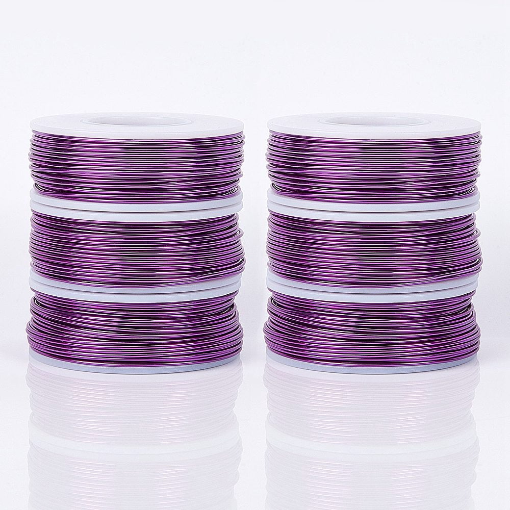 1Set DIY Jewelry Kits with Aluminum Wire and Iron Side Cutting Pliers Purple 1mm 23m/roll 6rolls/set