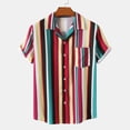 thumbnail image 2 of IROINNID Discount Button Down Shirts for Men New Lapel Plaid Shirt Jacket Long Sleeve Turndown Collar Blouse & Shirt,Red, 2 of 9