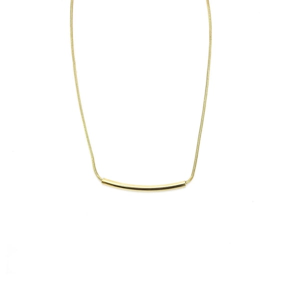 Dainty Curved Bar Pendant Necklace - Minimalist Gold Tone Fashion Jewelry Necklace Gold