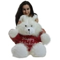 thumbnail image 3 of Happy Valentines Day Giant White 36 inch Teddy Bear Soft, Wears Removable T-Shirt to Celebrate Vday, 3 of 6