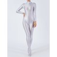 thumbnail image 2 of Eandarui Women's Shiny Oil Glossy Body Stocking Yoga One Piece Stretchy Back Zipper Full Jumpsuit White XL, 2 of 4