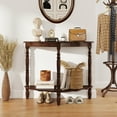 thumbnail image 5 of Gymax 42 Inch Half Moon Console Table w/Shelf & Rubber Wood Legs for Entrance Hallway, 5 of 10