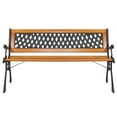 thumbnail image 4 of GZXS 49" Garden Iron Wood Benches Chair Patio Porch Chair Deck Hardwood Cast Iron, 4 of 9