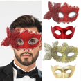 thumbnail image 2 of Couple Masquerade Eye Mask Half Face Masquerade Mask Masquerade Costume Accessory for Men Women Halloween Wedding Prom Silver, 2 of 5