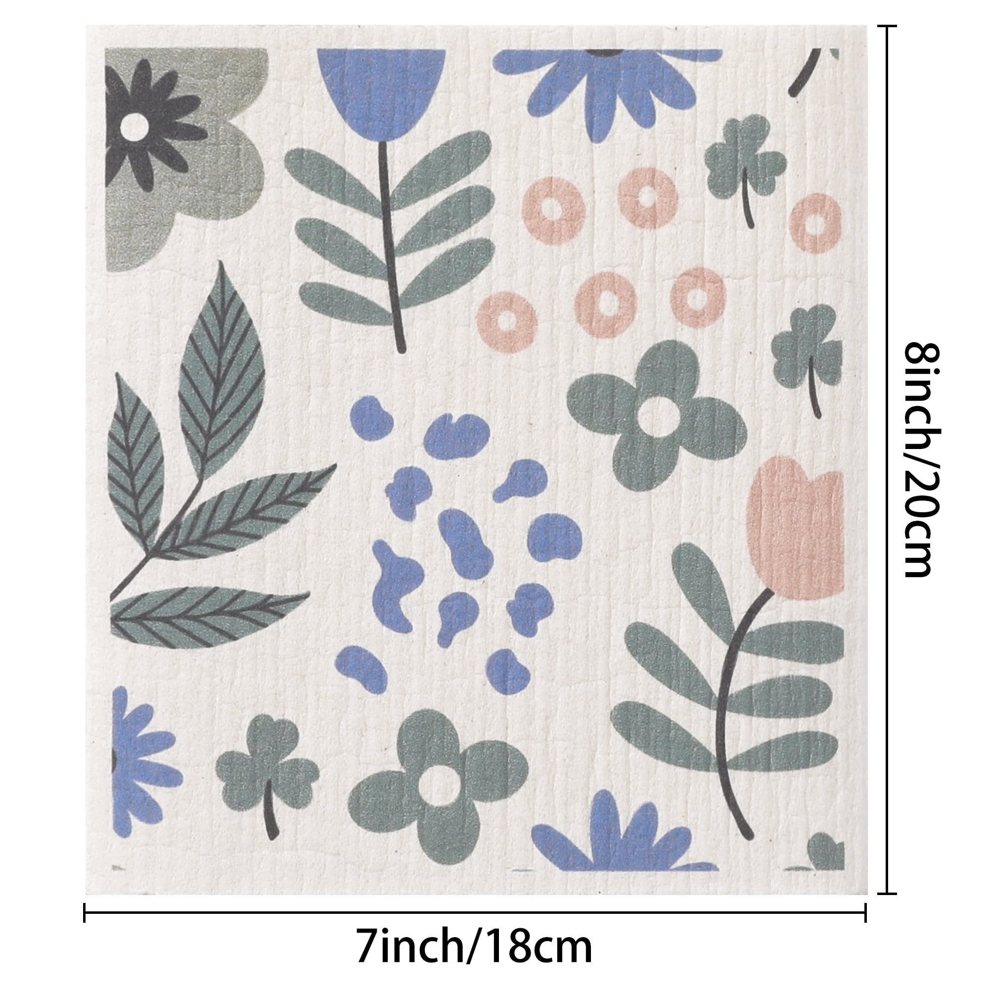 Unique Bargains 5 Pcs Reusable Swedish Wildflowers Kitchen Dish Towels Flower-1