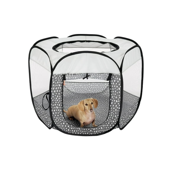 FurHaven Pet Products Mesh Open-Air Pet Playpen - Gray Pebbles, Medium