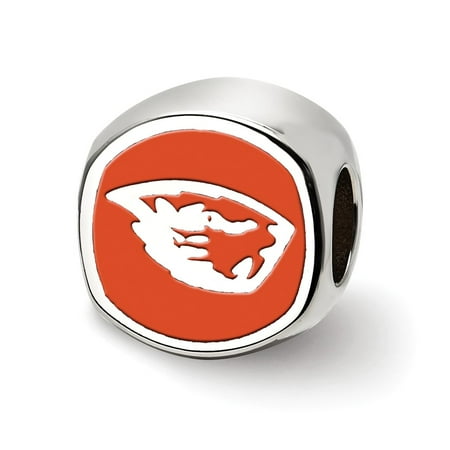 Beaver Jewelry Charm - Solid 925 Sterling Silver Oregon State University Beaver Head Cushion shaped double logo Bead Charm Very Small Pendant