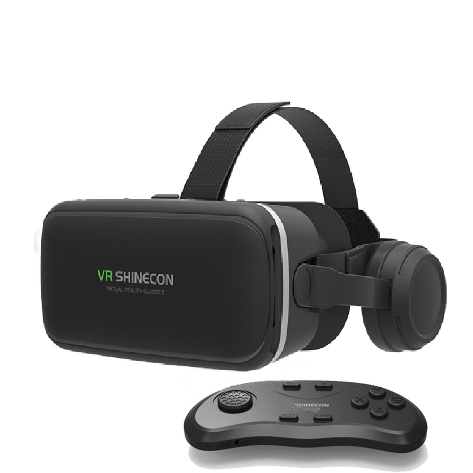 GJX VR Headset with High-Fidelity Earphones, Adjustable Phone Compatible Virtual Reality Glasses for 3D Movies, Gaming, Simulations