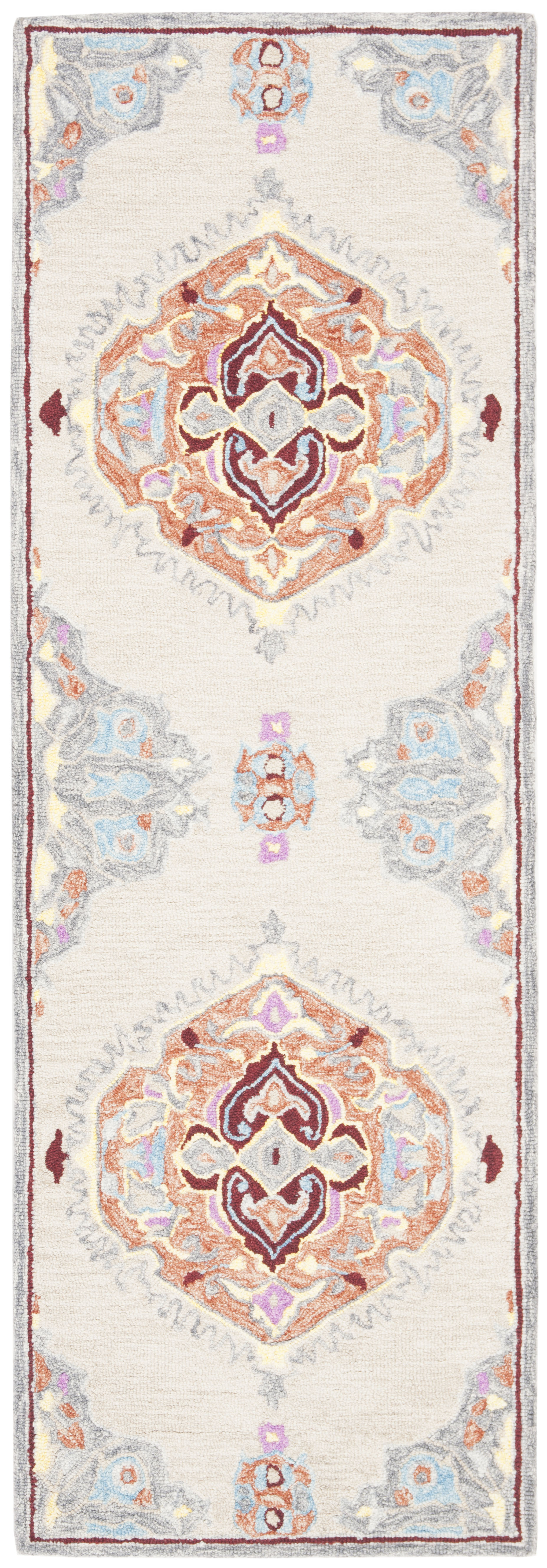 SAFAVIEH Micro-Loop Bosworth Floral Medallion Runner Rug, Beige/Orange, 2'3" x 7'