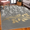 thumbnail image 3 of Floral Decorative Rug, Romantic Royal Leaf Pattern Yellow Colored Blossoming Branch Leaves Art, Quality Carpet for Bedroom Dorm and Living Room, 6 Sizes, Taupe Grey, by Ambesonne, 3 of 4