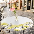 thumbnail image 6 of Yellow Spring Floral Round Tablecloth for 36-44 Inch Tables,Fitted Table Cover with Elastic Edge,Watercolor Summer Botanical Elegant Waterproof Outdoor Table Cloth Protector for Patio Garden Dinner, 6 of 9