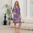 thumbnail image 2 of Zipper Lightweight Robes for Women 3/4 Length Sleeve Summer Housecoats for Women Zip Up Front Knee Length Vintage Floral Print Loose Fit Sleepwear Nightgown with Pockets Multicolor L, 2 of 8