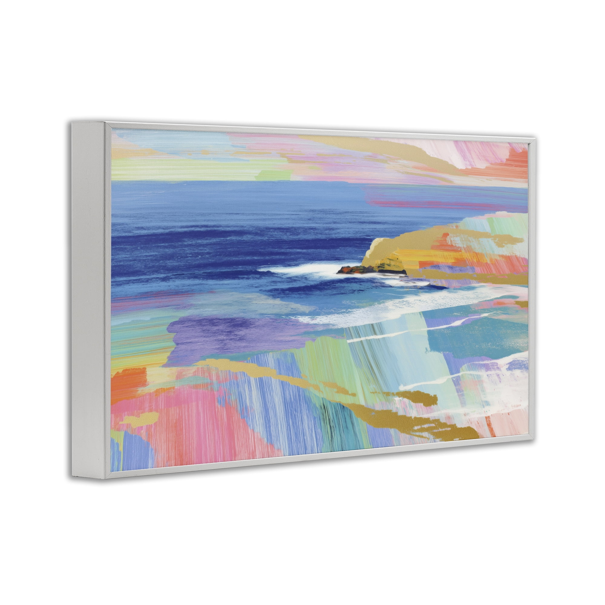 Stupell Industries Hawaii Coastline Abstraction White Framed Giclee Art, design by Chromatic Storm Studio