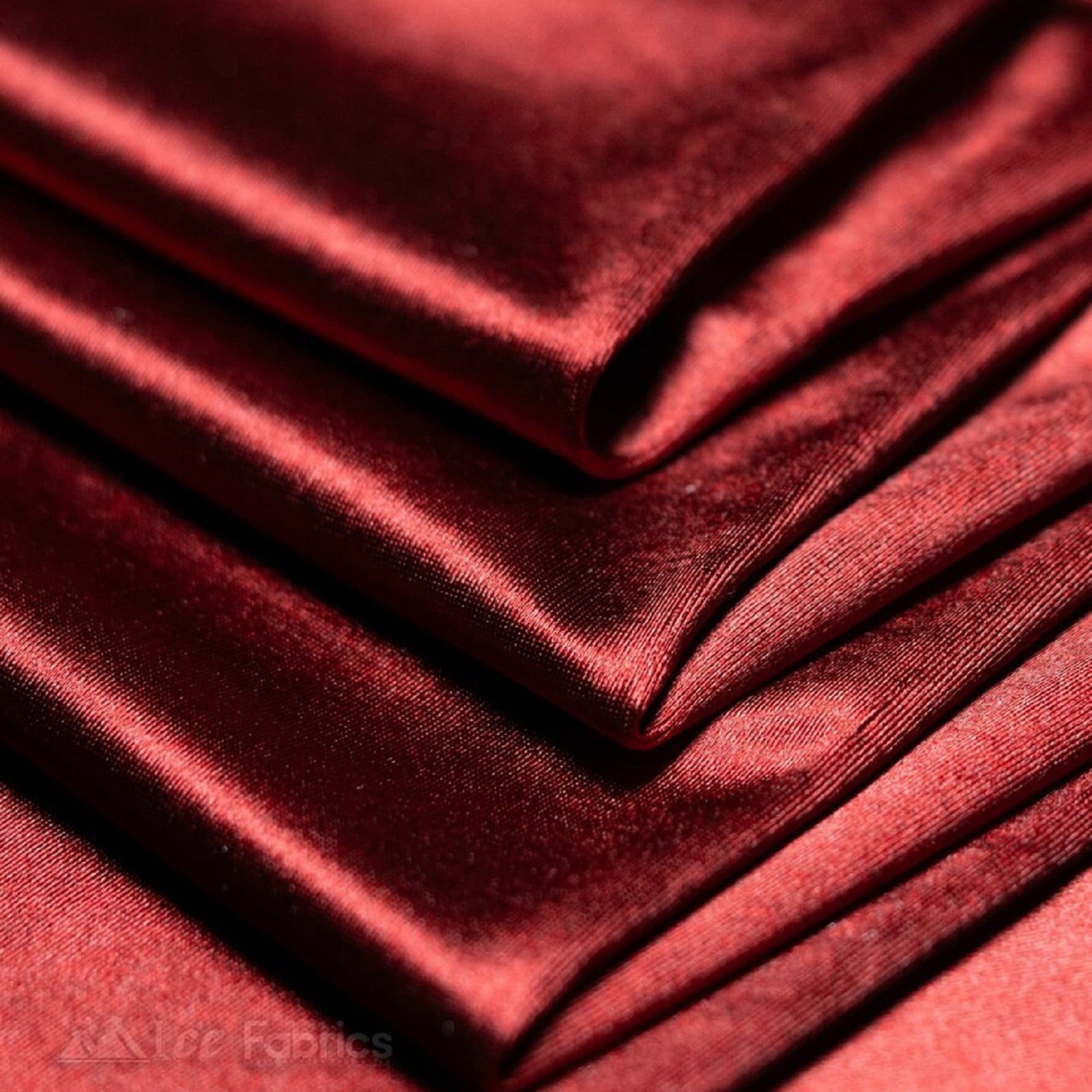 4 Way Stretch Silky Spandex Satin Fabric by the Yard - 60" Wide Shiny Satin Spandex Fabric for Dresses, Active Wear, Yoga Pants, Table Cloth - Burgundy - 1 Yard