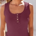 thumbnail image 2 of SUNBS Tank Tops for Women Summer Casual Camisole Tops Ribbed Sleeveless Henley Shirts Basic Clothing, 2 of 9