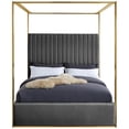 thumbnail image 3 of Maklaine Contemporary designed Gray Finished Velvet Queen Bed, 3 of 5