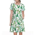 thumbnail image 1 of Balery Cactus Plants1 Vestidos sueltos de manga corta para mujer, vestidos de verano 2025, vestidos casuales de corte A con vuelo., 1 of 6