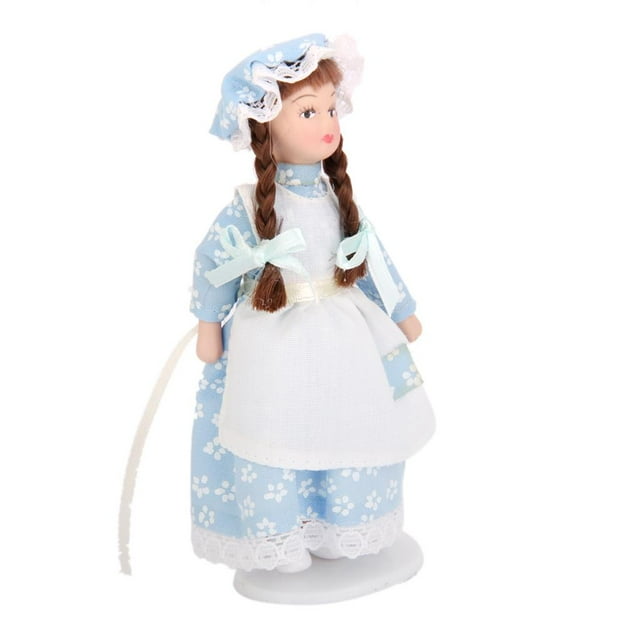 1/12 CUTICAT Dollhouse Doll People Sirvienta Con Soporte De Pantalla Azul
