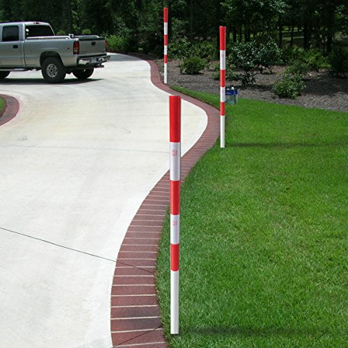 FiberMarker 36inchx1.8inch UPost Driveway Markers with Red White