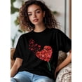 thumbnail image 2 of Camiseta de mujer, camisetas de manga corta, camisetas casuales, camiseta de cuello redondo con corazones rojos para el Día de San Valentín para mujer, 2 of 8