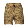 thumbnail image 4 of Lsque Mens Swim Trunks World Map1 Pattern - Bathing Suit Compression Liner - Beach Swim Shorts Swimwear - (S-3XL) - Stretch Quick Dry -XX-Large, 4 of 9